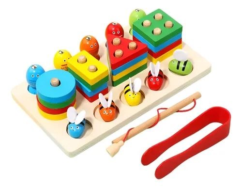 Juego de motricidad combinada, pesca, encaje y pinza