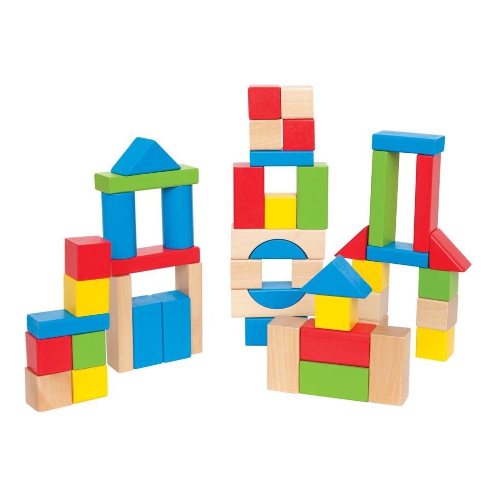 Balde de bloques de construcción 50 piezas de madera