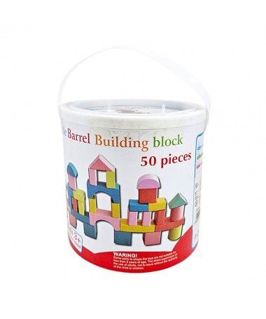 Balde de bloques de construcción 50 piezas de madera